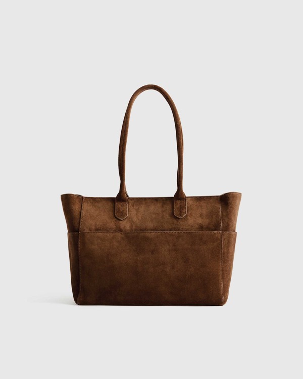 Chocolate Brown Hudson Suede Tote — Quince product photograph