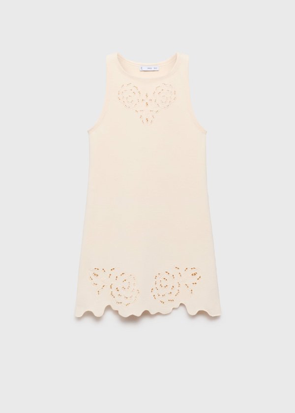 Ecru Knitted dress openwork details — Mango product photograph