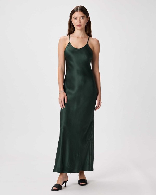 Forest Green 100% Washable Silk Maxi Slip Dress — Quince product photograph
