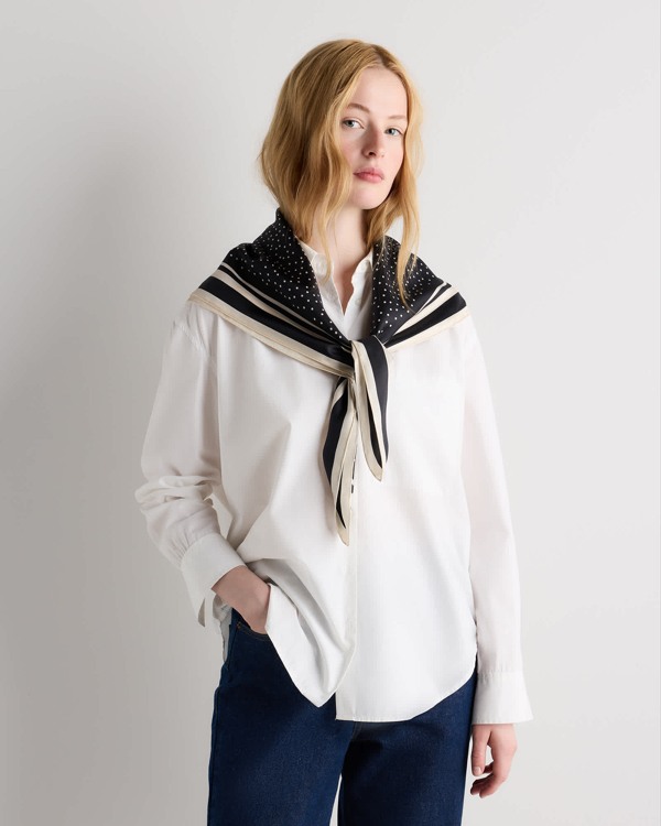 Tiny Dot Black/ White 100% Silk Printed Square Scarf — Quince product photograph